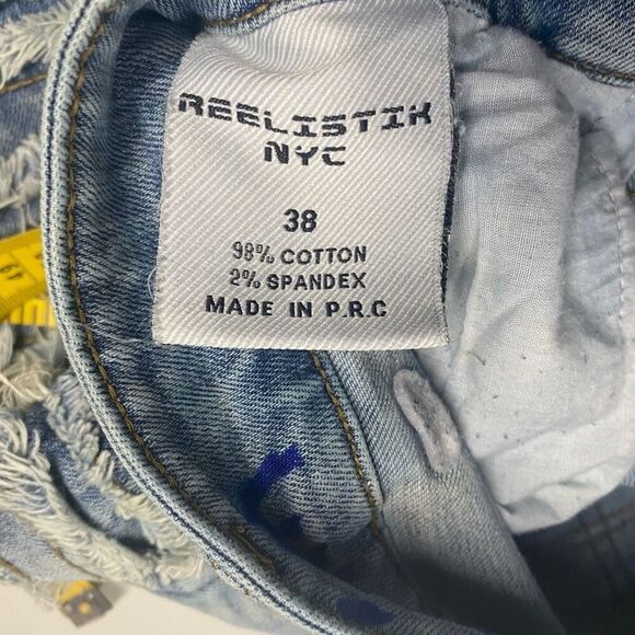 REELISTIK NYC Men’s Stacked Denim Distressed Jeans Size 38 Light Washed Blue - Picture 11 of 11
